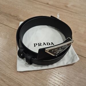 Prada Black Leather Belt-size 110